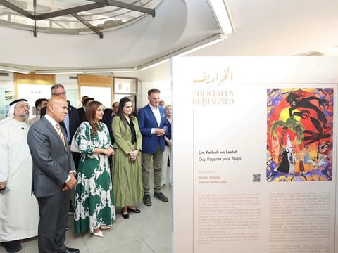  Sheikha Bodour bint Sultan Al Qasimi, Chairperson of Sharjah Book Authority and Founder and Patron of the UAE Board on Books for Young People, during the launch of the exhibition at Thessaloniki Central Library on Saturday