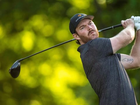 Grayson Murray tees off on the second hole during the second round of the John Deere Classic golf tournament.