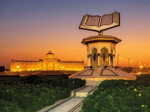 His Highness Dr Sheikh Sultan bin Muhammad Al Qasimi, Supreme Council Member and Ruler of Sharjah, with dignitaries at the celebration held at Sharjah Book Authority on Saturday