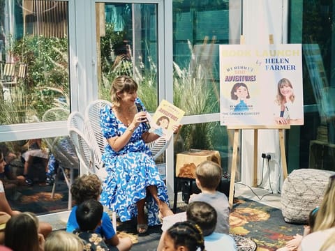 Helen Farmer during a book reading session