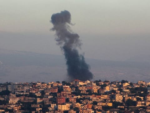 Smoke billows from the site of an Israeli airstrike that targeted the southern Lebanese village of Khiam near the border with Israel on May 29, 2024. 