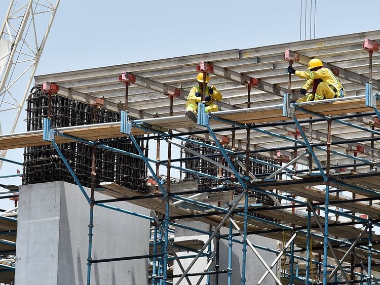 construction workers, labourers at work
