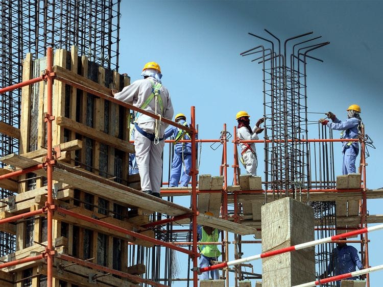 construction workers, labourers at work