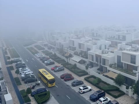 Dense fog over Dubai South in the early morning on Wednesday. 