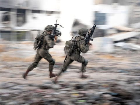 Israeli soldiers during operations in the Gaza Strip amid the ongoing conflict between Israel and the Palestinian militant group Hamas.  
