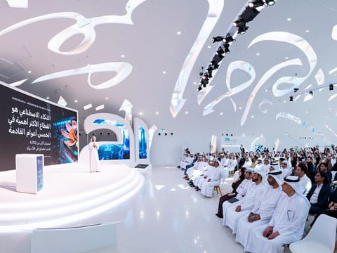  Omar Sultan Al Olama, Minister of State for Artificial Intelligence, Digital Economy, and Remote Work Applications, in his address to the Retreat at the Museum of the Future in Dubai on Tuesday