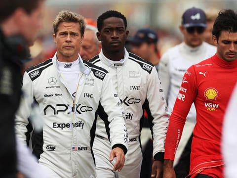 Brad Pitt in the film F1. He carries the weight of regret and unrealised greatness with ease.
