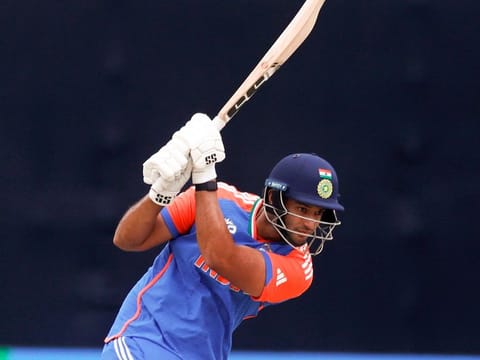 India’s Shivam Dube plays a shot during the Group A match against the USA in the ICC T20 Cricket World Cup 2024, at Nassau County International Cricket Stadium in New York on June 12, 2024. Dube hasn’t had a good tournament so far. 
