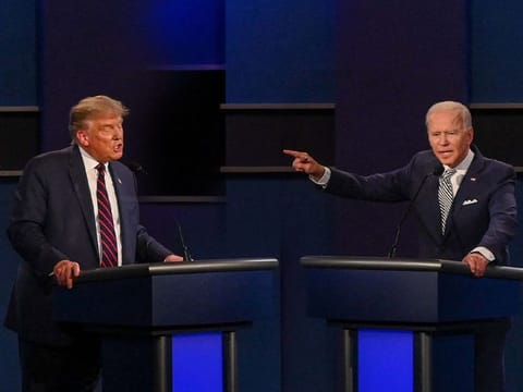 In this file picture, US President Donald Trump (L) and Democratic Presidential candidate Joe Biden exchange arguments during the first presidential debate at Case Western Reserve University and Cleveland Clinic in Cleveland, Ohio, on September 29, 2020. 