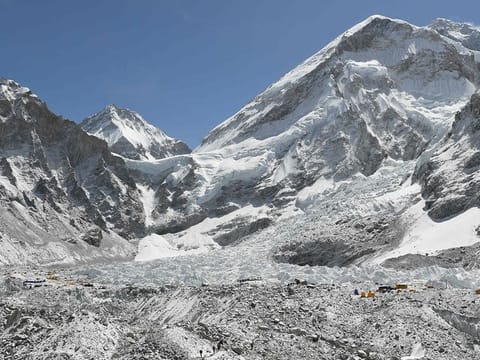 Tents are seen at Everest base camp, some 140 km northeast of Kathmandu.
