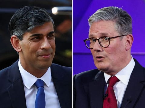Britain's Prime Minister and Conservative Party leader Rishi Sunak (left) and Labour Party leader Keir Starmer.