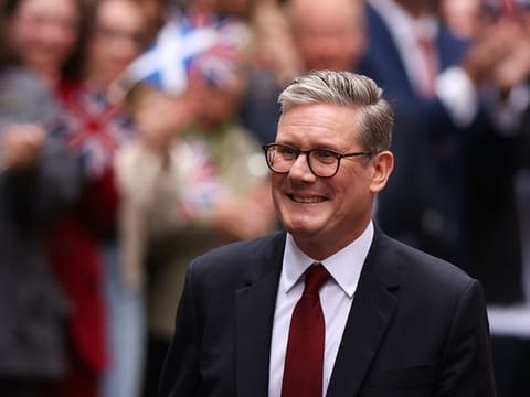 Keir Starmer, UK prime minister, after delivering the first speech of his premiership, following the general election, outside 10 Downing Street in London, UK, on Friday, July 5, 2024.  