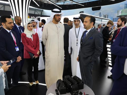 Dr Sultan Al Jaber touring the UAE Pavilion at Innoprom 2024 in Yekaterinburg on Monday 