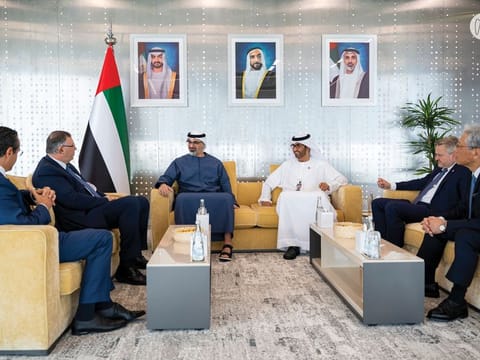 Sheikh Khaled bin Mohamed bin Zayed Al Nahyan, Crown Prince of Abu Dhabi and Chairman of the Abu Dhabi Executive Council,  meets heads of global energy companies and witnesses signing ceremony for international partners joining ADNOC’s Ruwais LNG project.