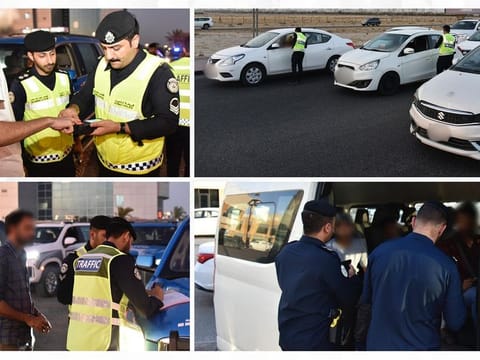 A combo of photos posted by the Interior Ministry show police checking expats' documents in Mubarak Al Kabeer governorate in southern Kuwait as part of a security campaign to detect illegals. 