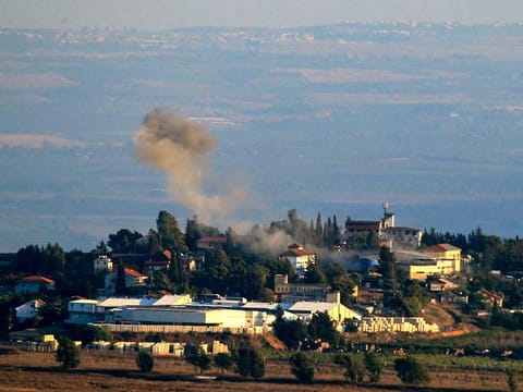 A photo taken from southern Lebanon near the Israeli border shows smoke from a rocket fired toward Israeli village of Metullah on August 3, 2024, amid ongoing clashes between Israeli troops and Hezbollah. 