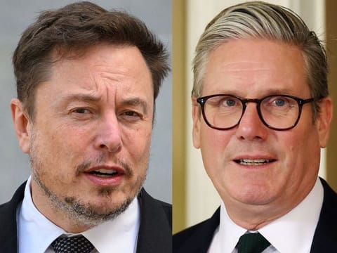 Musk (left) and Starmer in file photos. The British prime minister has slammed hostile attacks by Musk  