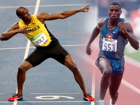 Usain Bolt (left) of Jamaica and Carl Lewis of USA are two of the greatest sprinters in history. They are among the four athletes who have won nine gold medals in Olympic Games.  
