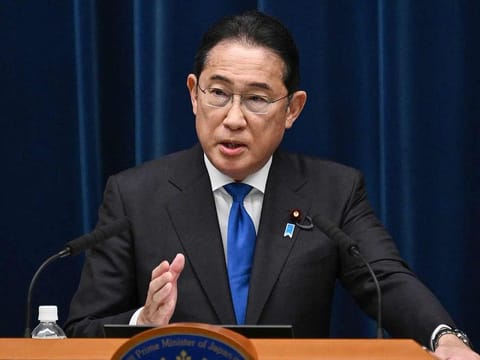 Japan's Prime Minister Fumio Kishida speaks during a press conference at the prime minister's office in Tokyo on August 14, 2024. Kishida confirmed that he will not seek re-election as head of his party next month, meaning the end of his premiership. 