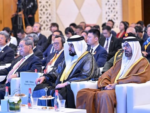 Sheikh Ahmed (centre) at the UAE-China Business Forum in Dubai.