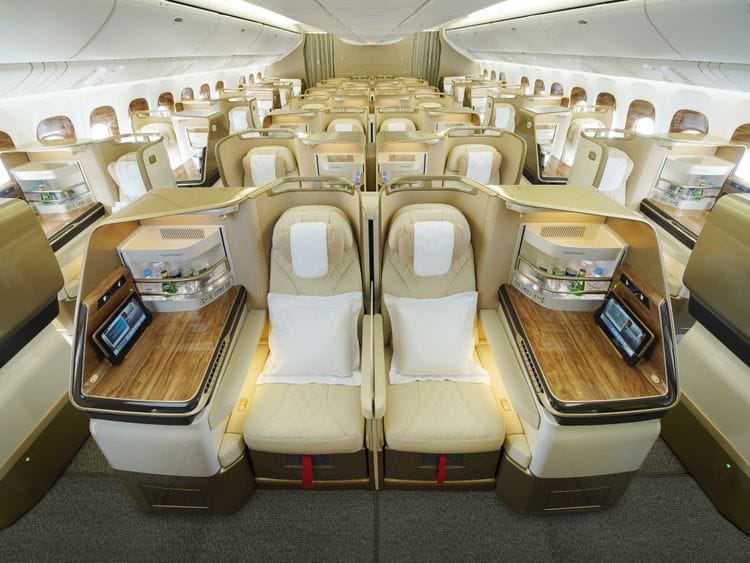 Emirates Boeing 777 features 38 or 40  Business class seats
