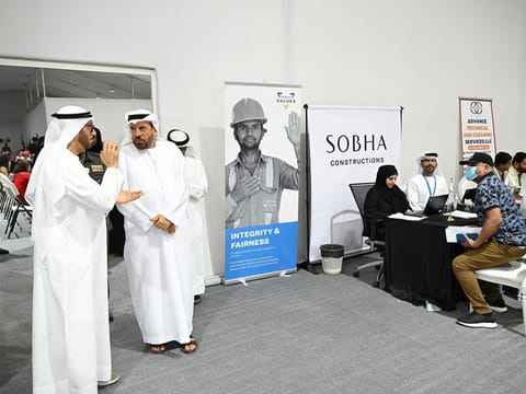 (Left) Lieutenant General Mohammed Ahmed Al Marri, Director General of GDRFA, talking to Abdullah Rasheed, Gulf News Editor in Abu Dhabi, during a visit to Al Aweer Centre in Dubai. Al Marri explained about services offered to Amnesty seekers at the centre.