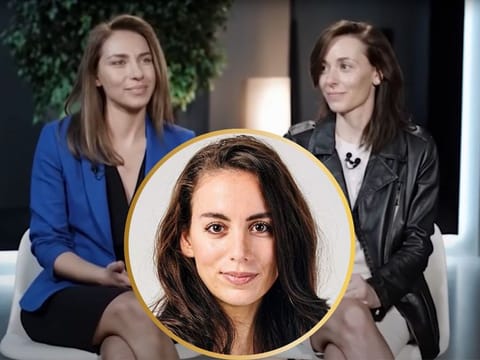 Mira Murati (inset), chief technology officer of OpenAI, the company behind ChatGPT, with two AI-generated images of her 