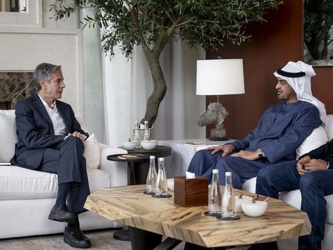President His Highness Sheikh Mohamed bin Zayed Al Nahyan with US Secretary of State Antony Blinken