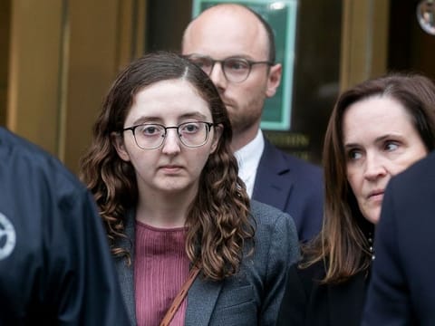 Caroline Ellison, former chief executive officer of Alameda Research LLC, exits court in New York, US, on Tuesday, September 24, 2024.  