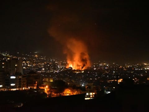 Smoke billows from the site of an Israeli airstrike that targeted a neighbourhood in Beirut’s southern suburb early on September 28, 2024. 