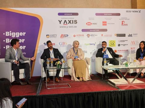 Panelists discussing study abroad trends at Gulf News Edufair 