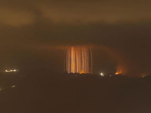 A fire following Israeli bombardment on an area of south Lebanon.