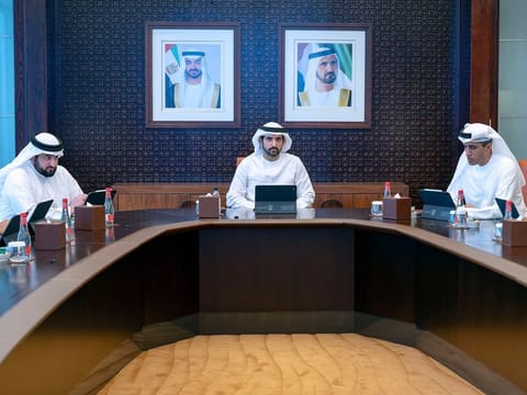  Sheikh Hamdan bin Mohammed bin Rashid Al Maktoum, Crown Prince of Dubai, Deputy Prime Minister and Minister of Defence of the UAE, and Chairman of The Executive Council of Dubai, and  Sheikh Ahmed bin Mohammed bin Rashid Al Maktoum, Second Deputy Ruler of Dubai and Deputy Chairman of The Executive Council of Dubai, during the meeting on Tuesday