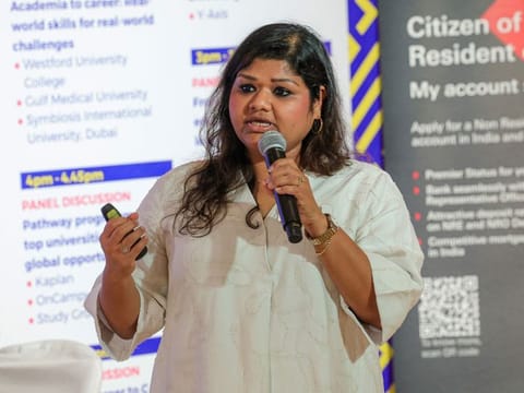 Nema Reshamvala, Student Recruitment Advisor at Y-Axis, makes a presentation on the topic Education in Canada: University of Windsor, on the concluding day of GN Edufair Oct 2024 edition