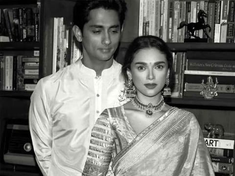 Aditi Rao Hydari married actor Siddharth in a handwoven Maheshwari tissue half sari