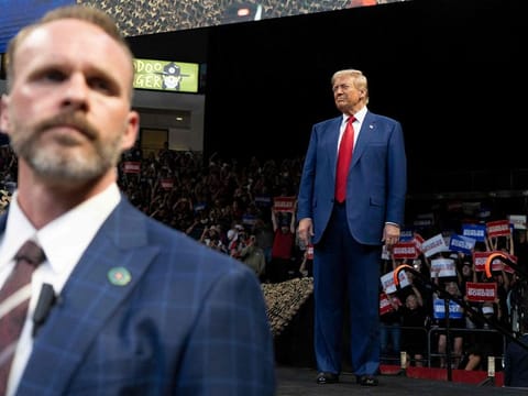 US Republican presidential nominee, former President Donald Trump takes the stage during a campaign rally at Findlay Toyota Center on October 13, 2024 in Prescott Valley, Arizona. 