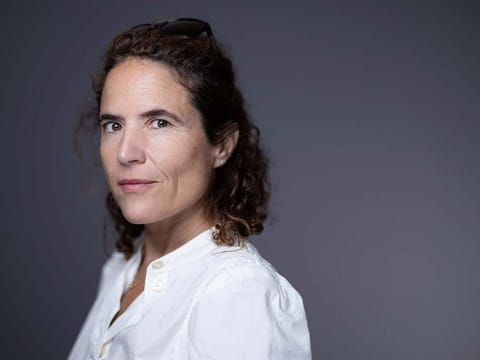 French writer Mazarine Pingeot poses during a photo session as part of the 25th edition of "Les Correspondances" literary festival, in Manosque, southern France, on September 23, 2023.