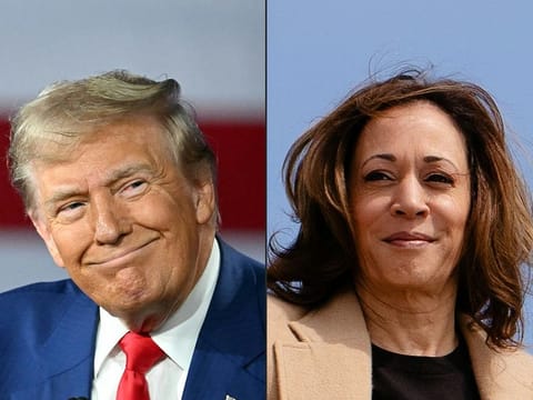 Former US President and Republican presidential candidate Donald Trump (L) and US Vice President and Democratic presidential candidate Kamala Harris 