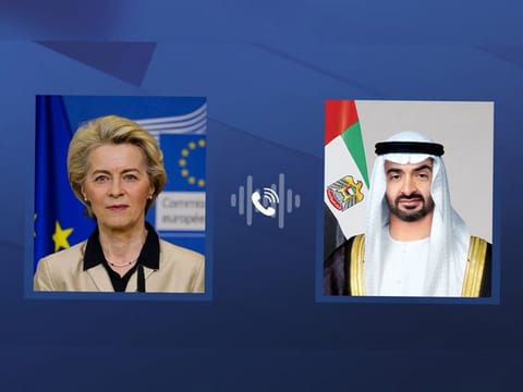 President His Highness Sheikh Mohamed bin Zayed Al Nahyan and Ursula von der Leyen, President of the European Commission