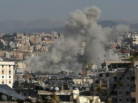 Smoke rises from the site of an Israeli airstrike that targeted the Haret Saida area, next to southern Lebanese city of Sidon on October 27, 2024.