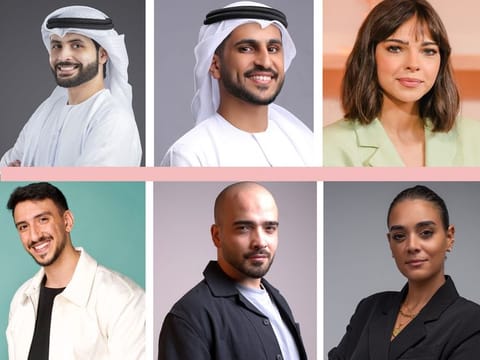 Clockwise from left: Shihab Al Hashimi, Rashid Al Remethi, Yara bou Monsef, Sara Al Refai, Raef Yousef and Eisa Alhabib