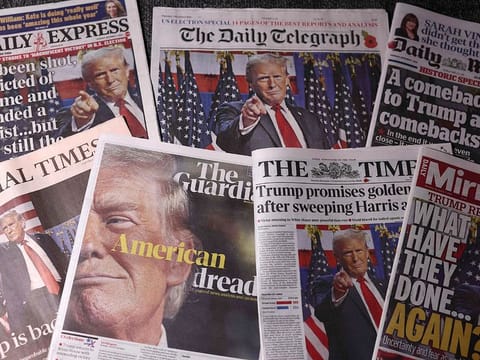 Front pages of some international newspapers about the re-election of US President-elect Donald Trump 
