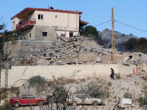 The destruction at the site of an Israeli airstrike that targeted Majdel Balhis in Lebanon's eastern Bekaa Valley on November 9, 2024.