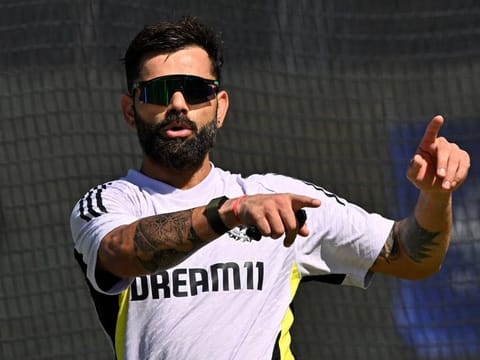 Indias Virat Kohli attends a practice session at the Optus Stadium in Perth on Wednesday, ahead of first Test against Australia.