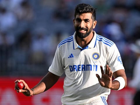 India's Jasprit Bumrah gestures as he prepares to bowl during the first day of the first Test cricket match against Australia at the Optus Stadium in Perth on November 22, 2024. 