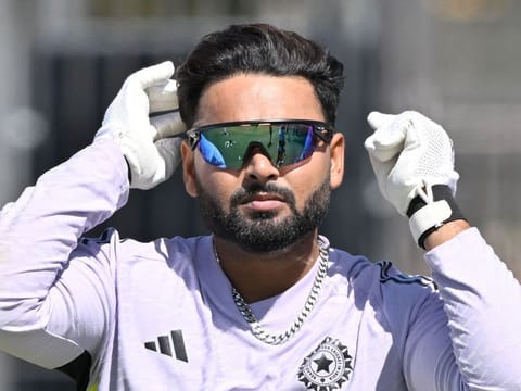 Indias Rishabh Pant prepares to bat during a practice session at the Optus Stadium in Perth.