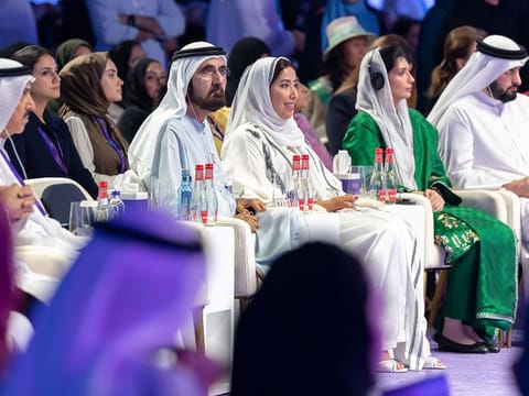 His Highness Sheikh Mohammed bin Rashid Al Maktoum, Vice President and Prime Minister and Ruler of Dubai, at the opening of the Forum in Dubai on Tuesday