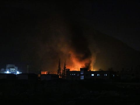 Smoke billows on the outskirts of the Syrian capital Damascus following Israeli airstrikes on December 9, 2024.  