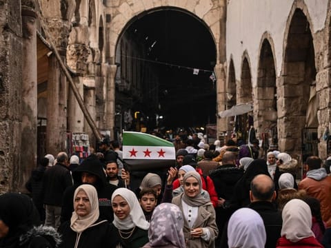 People at the Hamidiyeh market in the old city of Damascus on December 11, 2024.  