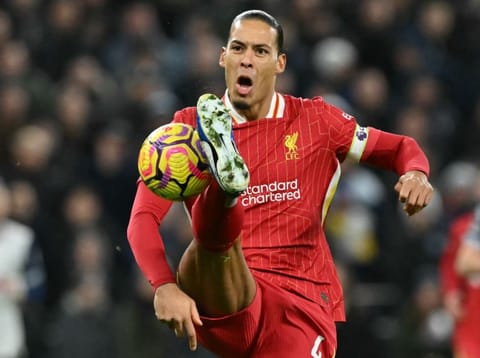 Liverpool's Dutch defender Virgil van Dijk in action during the English Premier League football match against Tottenham Hotspur on December 22.